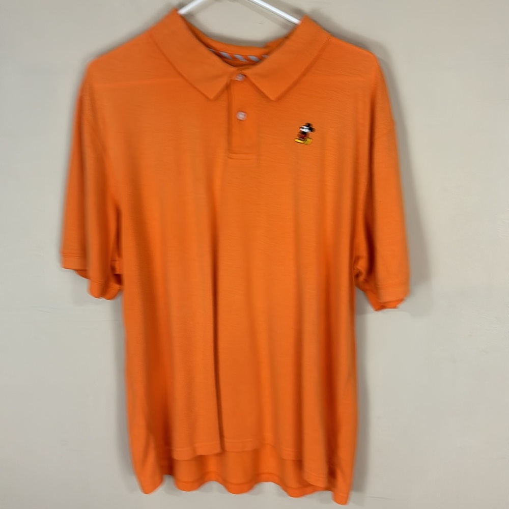 Disney Parks Orange Mickey Mouse Polo Golf Shirt Size XL